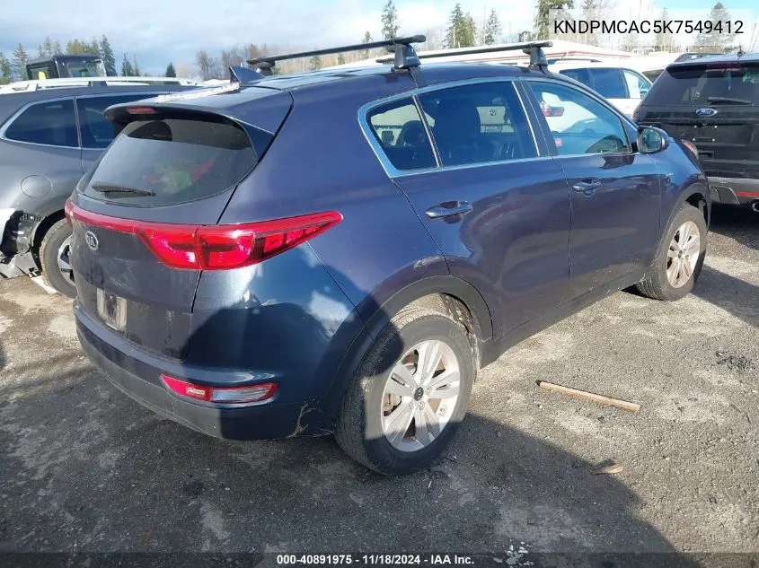 2019 Kia Sportage Lx VIN: KNDPMCAC5K7549412 Lot: 40891975