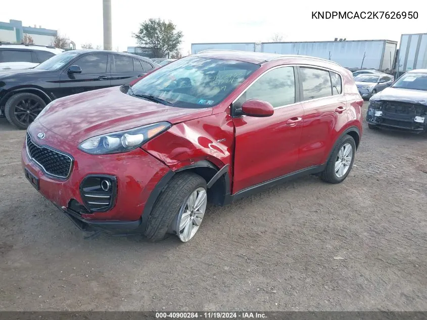 2019 Kia Sportage Lx VIN: KNDPMCAC2K7626950 Lot: 40900284