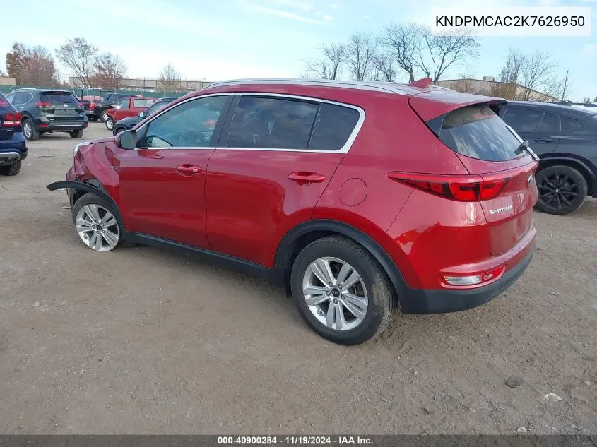 2019 Kia Sportage Lx VIN: KNDPMCAC2K7626950 Lot: 40900284