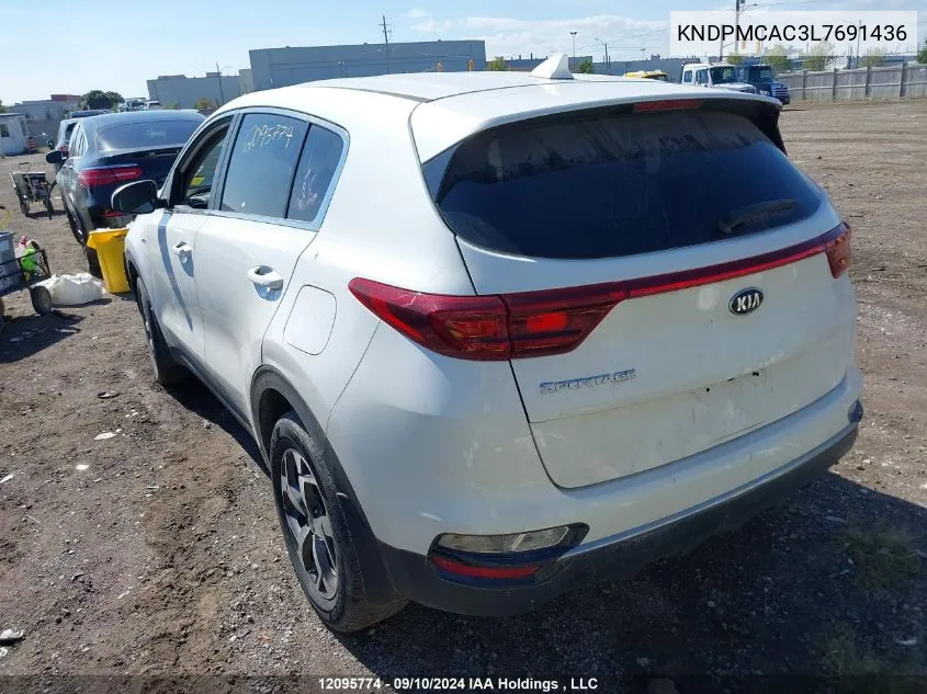 2020 Kia Sportage VIN: KNDPMCAC3L7691436 Lot: 12095774