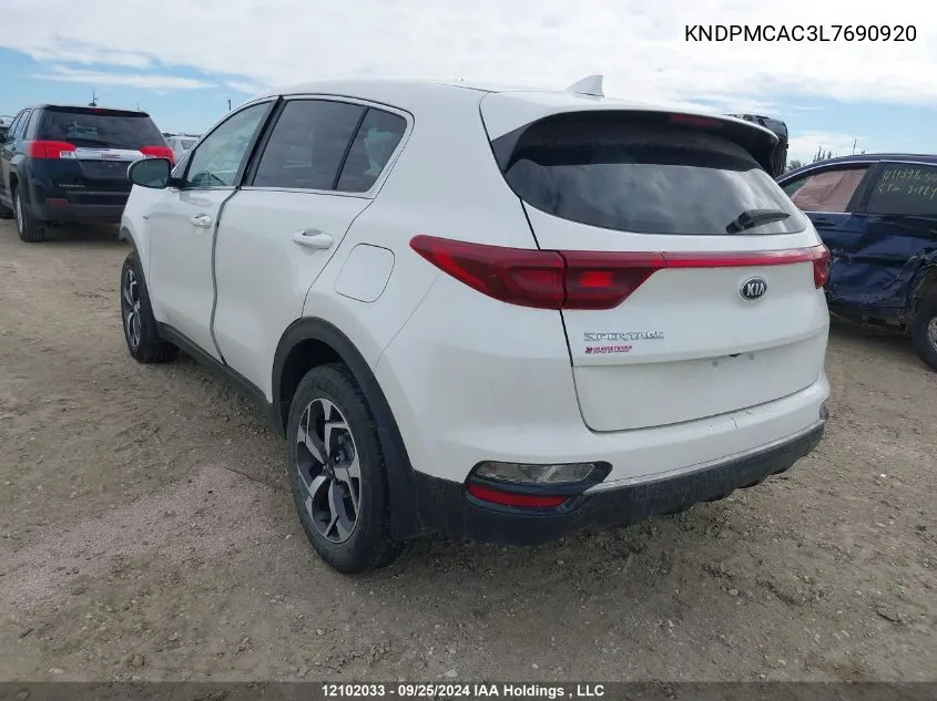 2020 Kia Sportage VIN: KNDPMCAC3L7690920 Lot: 12102033