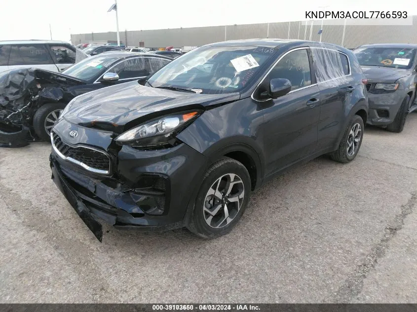 2020 Kia Sportage Lx VIN: KNDPM3AC0L7766593 Lot: 39103650