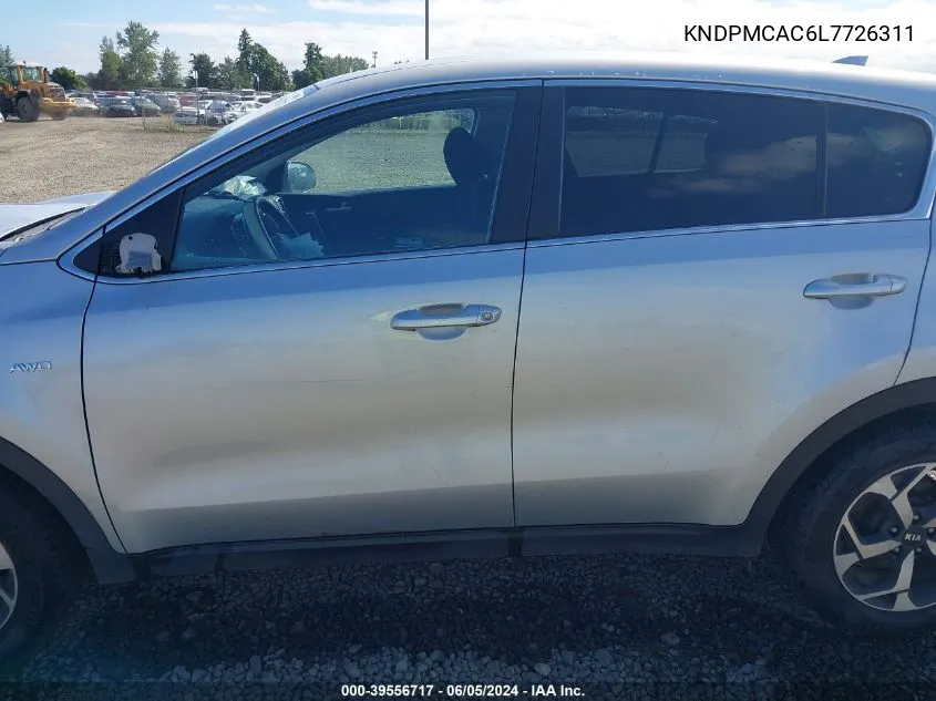 2020 Kia Sportage Lx VIN: KNDPMCAC6L7726311 Lot: 39556717