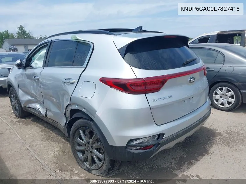 2020 Kia Sportage S VIN: KNDP6CAC0L7827418 Lot: 39877993