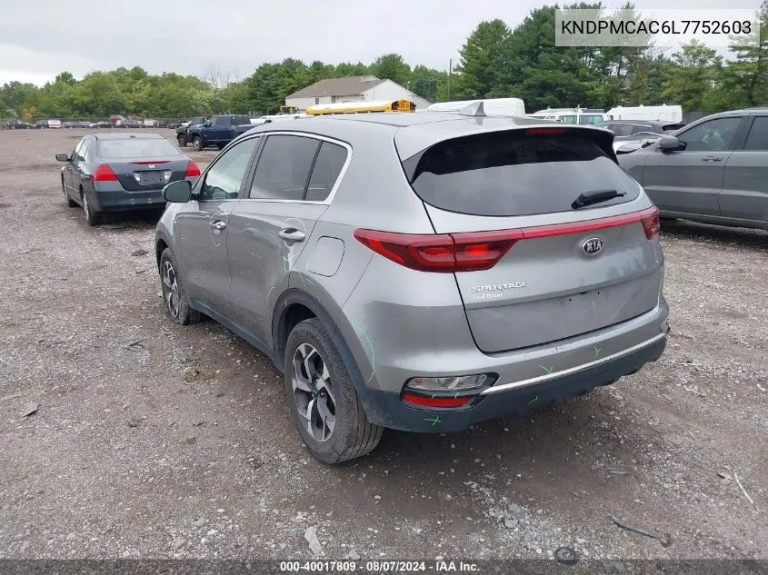 2020 Kia Sportage Lx VIN: KNDPMCAC6L7752603 Lot: 40017809