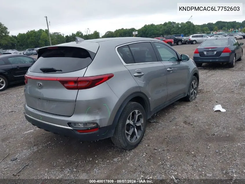 2020 Kia Sportage Lx VIN: KNDPMCAC6L7752603 Lot: 40017809