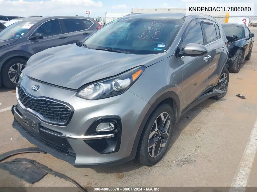 2020 Kia Sportage Ex VIN: KNDPN3AC1L7806080 Lot: 40053378