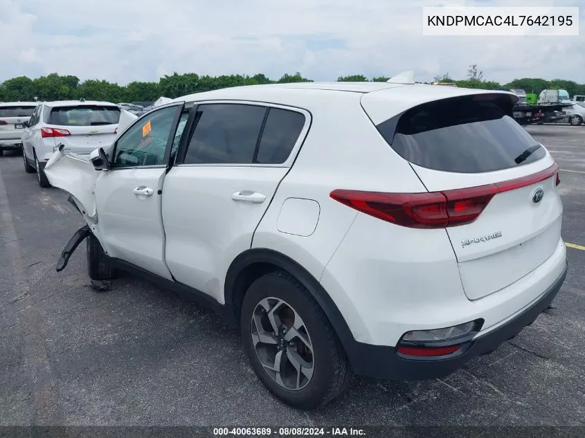 2020 Kia Sportage Lx VIN: KNDPMCAC4L7642195 Lot: 40063689