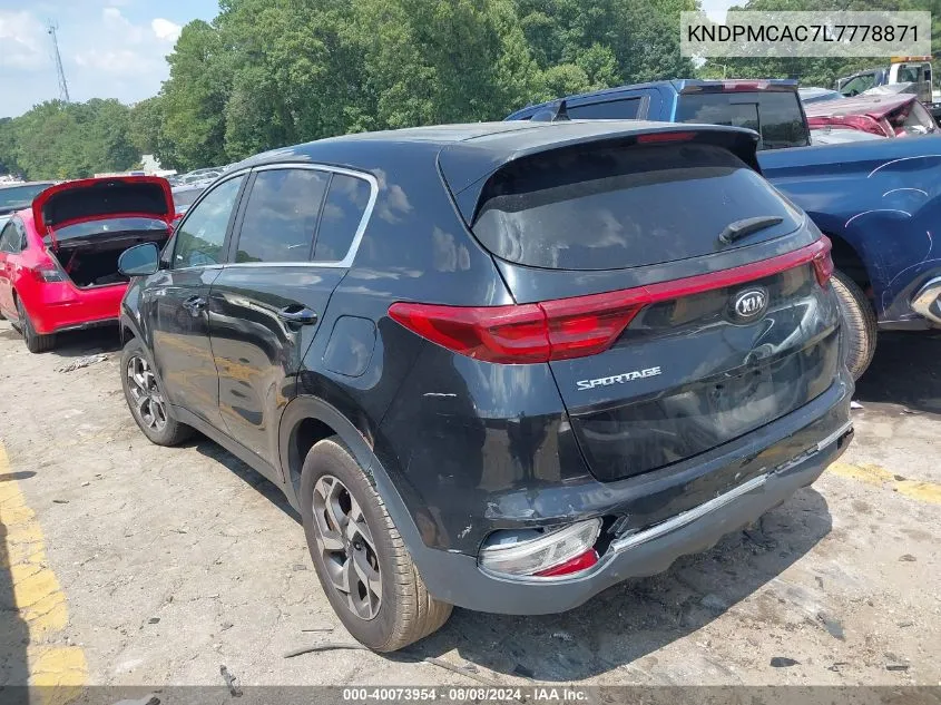 2020 Kia Sportage Lx VIN: KNDPMCAC7L7778871 Lot: 40073954