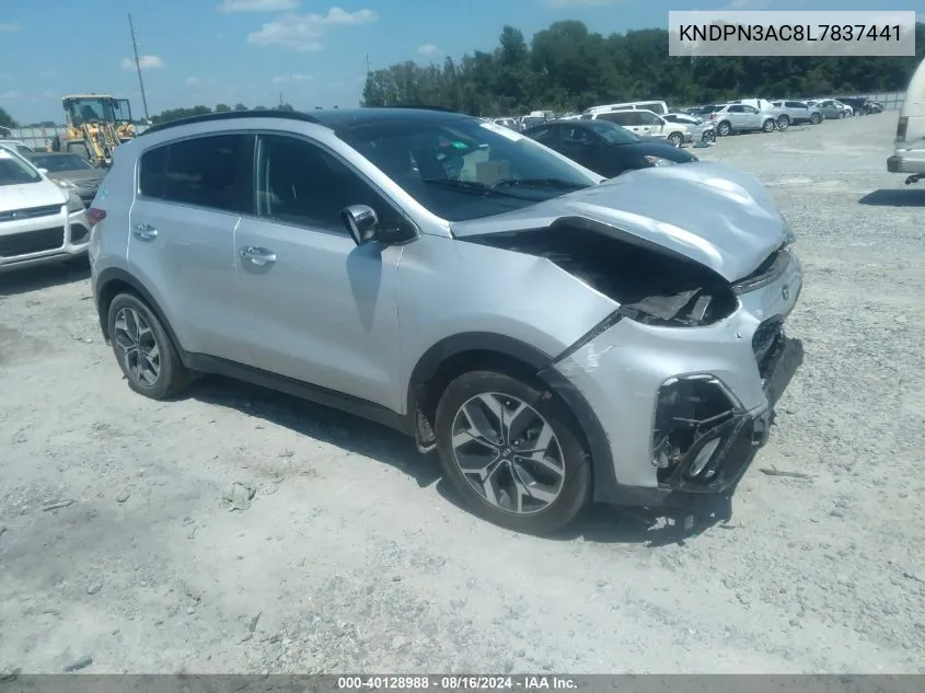 2020 Kia Sportage Ex VIN: KNDPN3AC8L7837441 Lot: 40128988