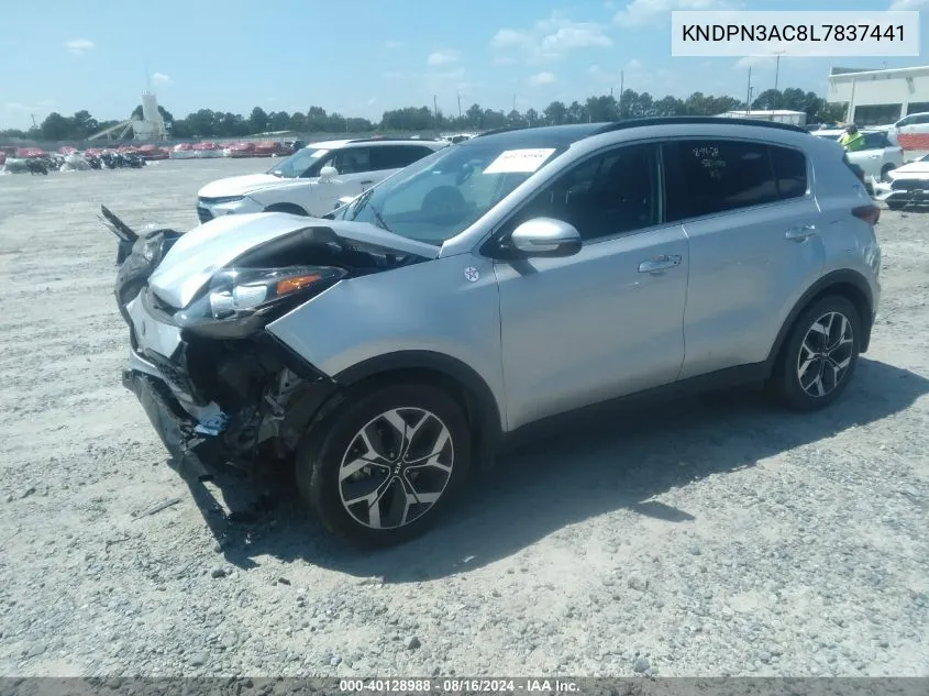 2020 Kia Sportage Ex VIN: KNDPN3AC8L7837441 Lot: 40128988