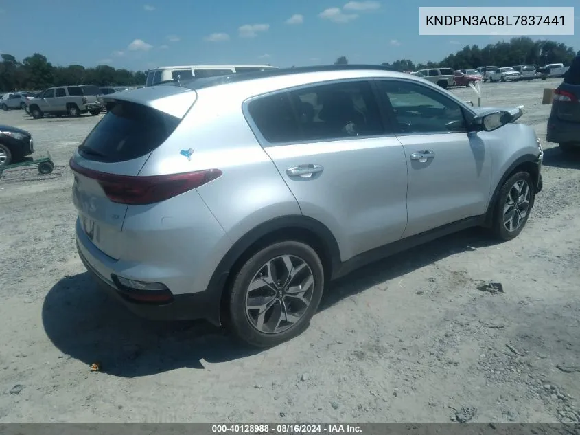 2020 Kia Sportage Ex VIN: KNDPN3AC8L7837441 Lot: 40128988