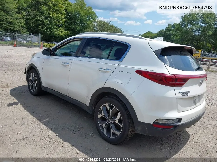 2020 Kia Sportage Ex VIN: KNDPN3AC6L7664793 Lot: 40161233