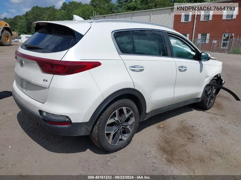 2020 Kia Sportage Ex VIN: KNDPN3AC6L7664793 Lot: 40161233