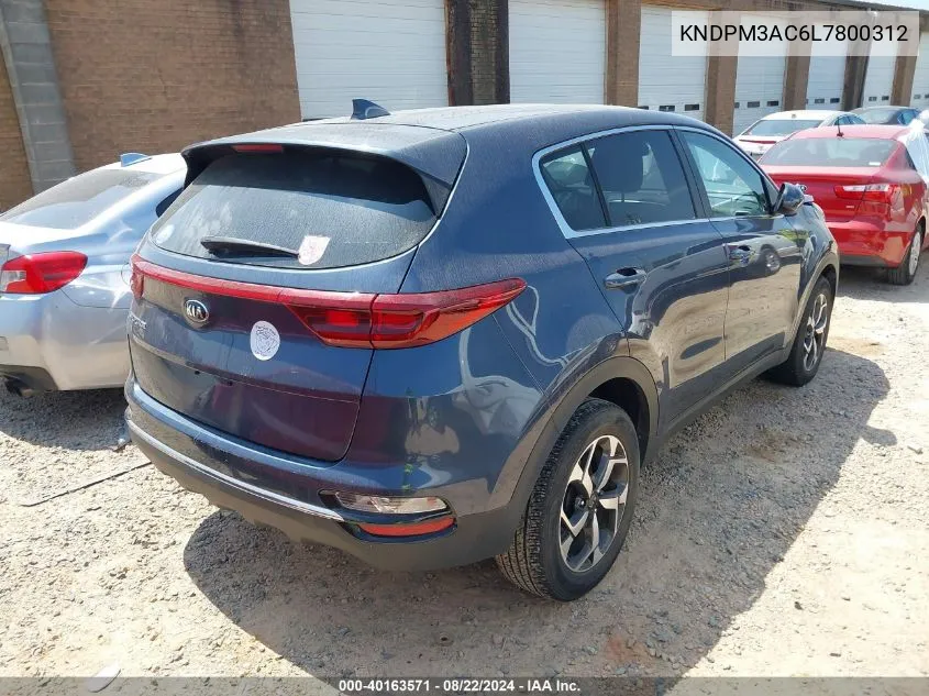 2020 Kia Sportage Lx VIN: KNDPM3AC6L7800312 Lot: 40163571