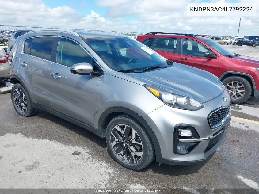 2020 Kia Sportage Ex VIN: KNDPN3AC4L7792224 Lot: 40195937