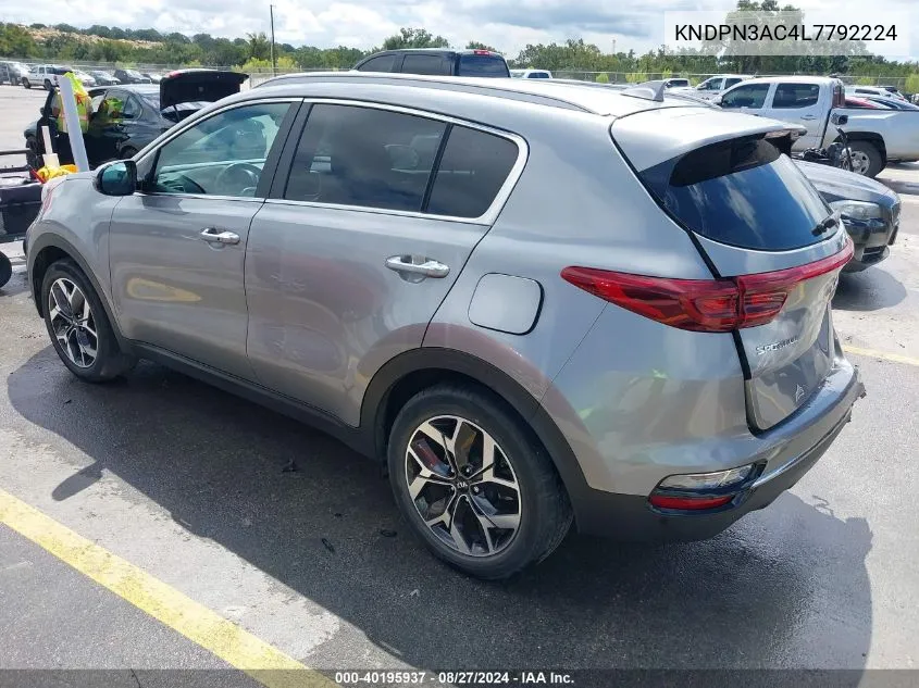 2020 Kia Sportage Ex VIN: KNDPN3AC4L7792224 Lot: 40195937