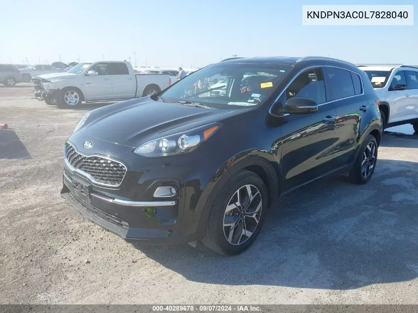 2020 Kia Sportage Ex VIN: KNDPN3AC0L7828040 Lot: 40289678