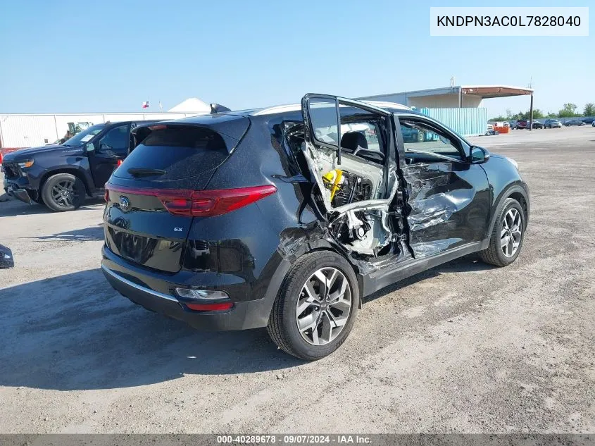 2020 Kia Sportage Ex VIN: KNDPN3AC0L7828040 Lot: 40289678