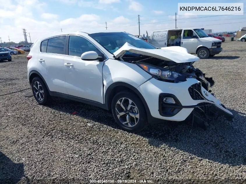 2020 Kia Sportage Lx VIN: KNDPMCAC6L7646216 Lot: 40345100