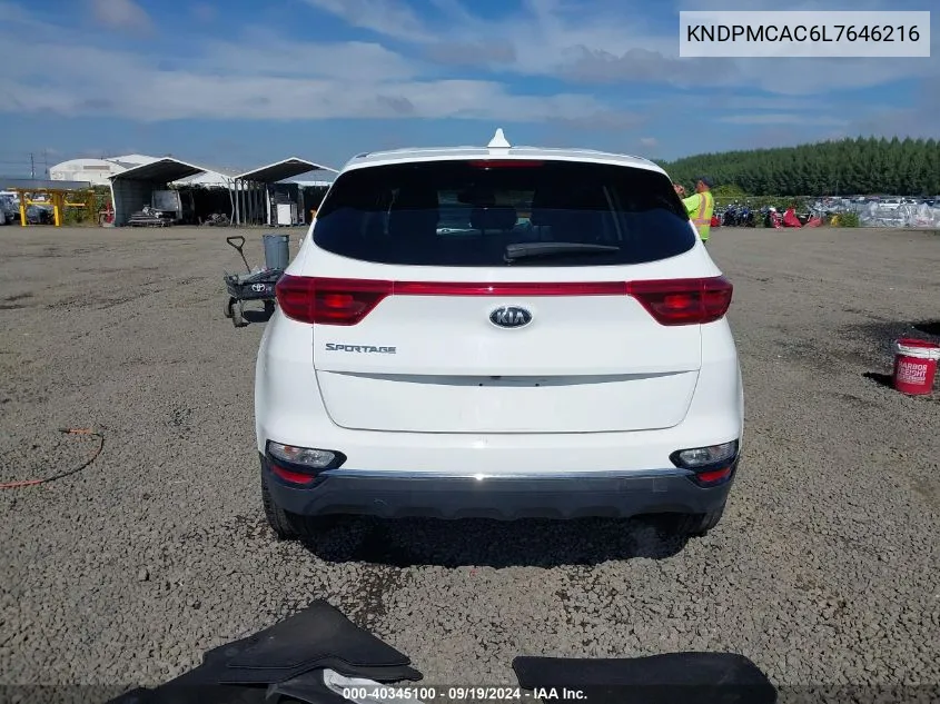 2020 Kia Sportage Lx VIN: KNDPMCAC6L7646216 Lot: 40345100