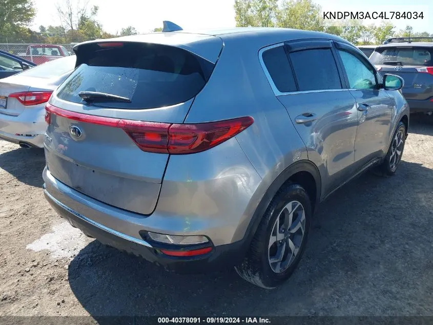 2020 Kia Sportage Lx VIN: KNDPM3AC4L784034 Lot: 40378091