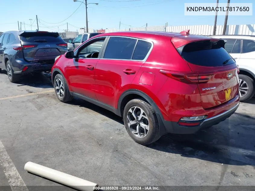 2020 Kia Sportage Lx VIN: KNDPM3AC1L7817650 Lot: 40385928