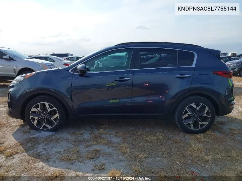 2020 Kia Sportage Ex VIN: KNDPN3AC8L7755144 Lot: 40527197