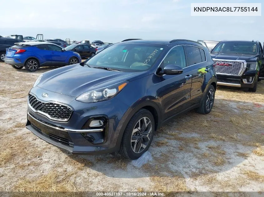 2020 Kia Sportage Ex VIN: KNDPN3AC8L7755144 Lot: 40527197