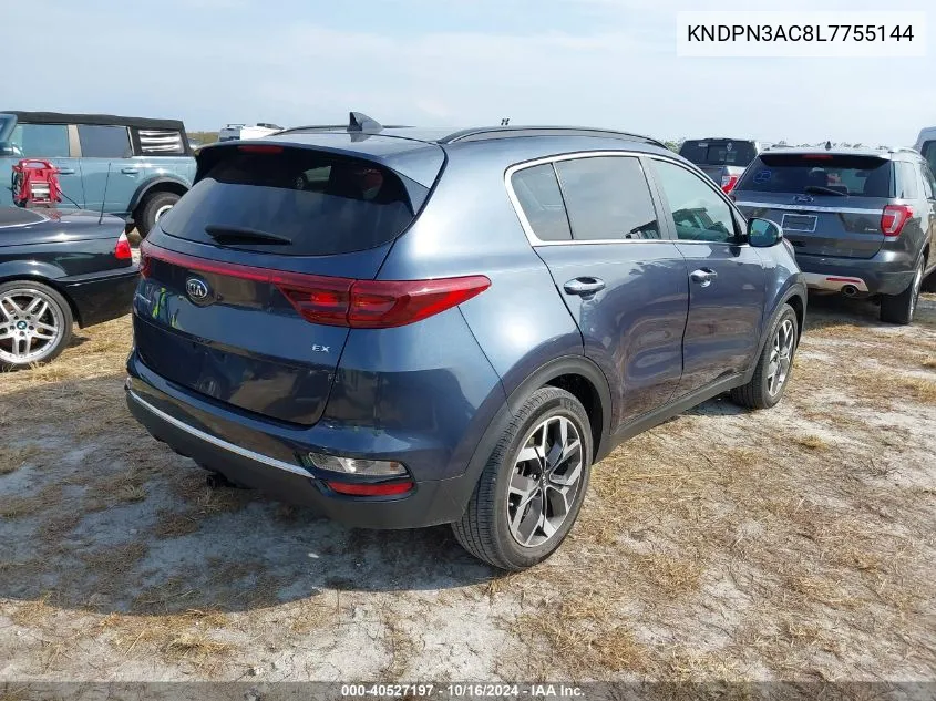 2020 Kia Sportage Ex VIN: KNDPN3AC8L7755144 Lot: 40527197