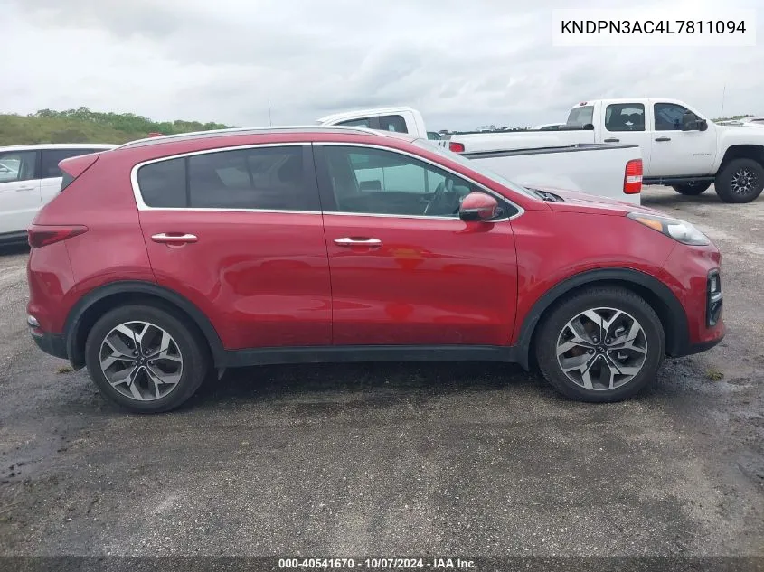 2020 Kia Sportage Ex VIN: KNDPN3AC4L7811094 Lot: 40541670