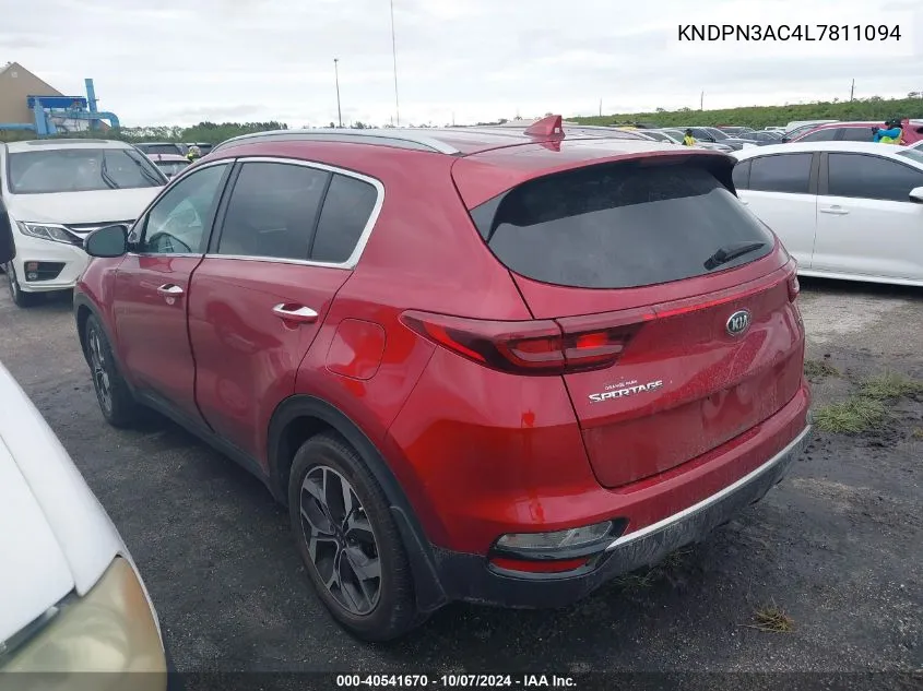 2020 Kia Sportage Ex VIN: KNDPN3AC4L7811094 Lot: 40541670