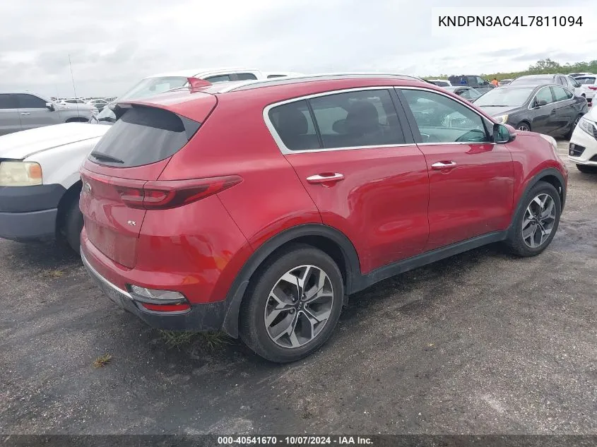 2020 Kia Sportage Ex VIN: KNDPN3AC4L7811094 Lot: 40541670