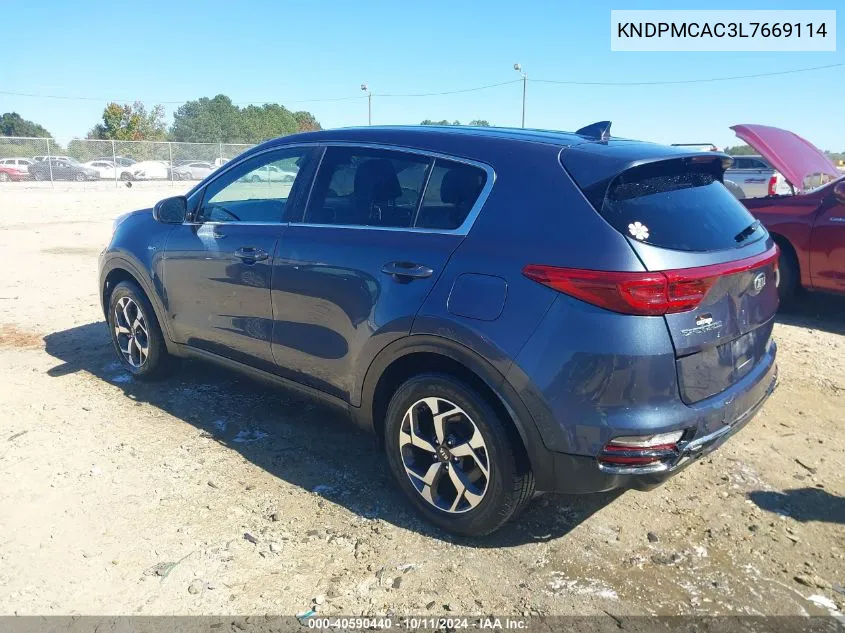 2020 Kia Sportage Lx VIN: KNDPMCAC3L7669114 Lot: 40590440