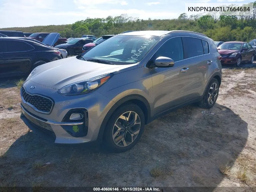 2020 Kia Sportage Ex VIN: KNDPN3AC1L7664684 Lot: 40606146