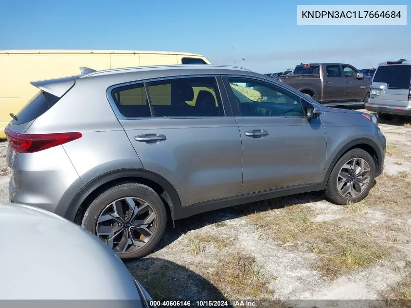 2020 Kia Sportage Ex VIN: KNDPN3AC1L7664684 Lot: 40606146