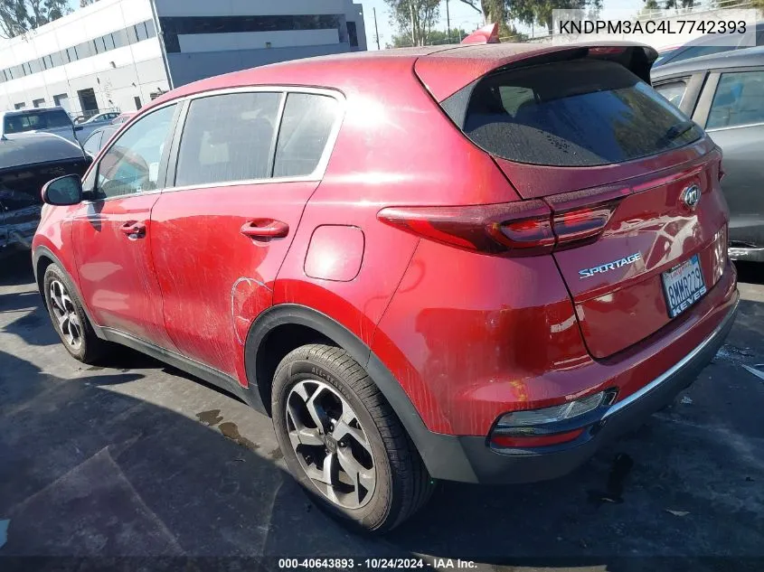 2020 Kia Sportage Lx VIN: KNDPM3AC4L7742393 Lot: 40643893