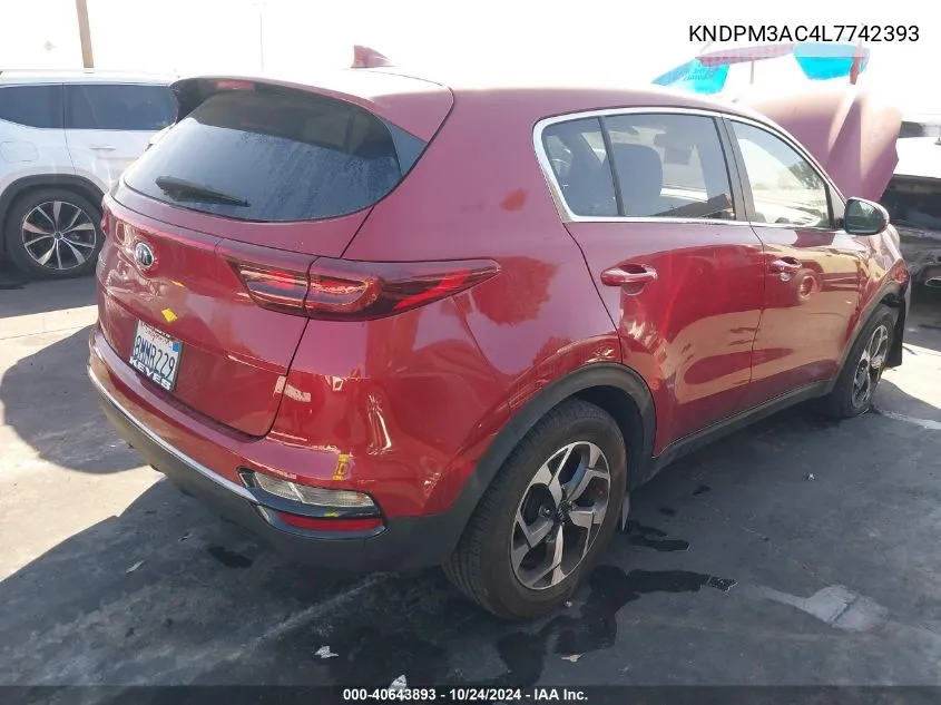 2020 Kia Sportage Lx VIN: KNDPM3AC4L7742393 Lot: 40643893