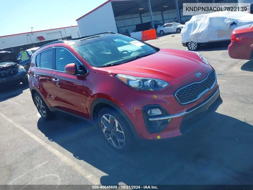 2020 Kia Sportage Ex VIN: KNDPN3AC0L7822139 Lot: 40648608