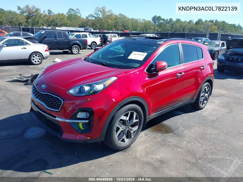 2020 Kia Sportage Ex VIN: KNDPN3AC0L7822139 Lot: 40648608