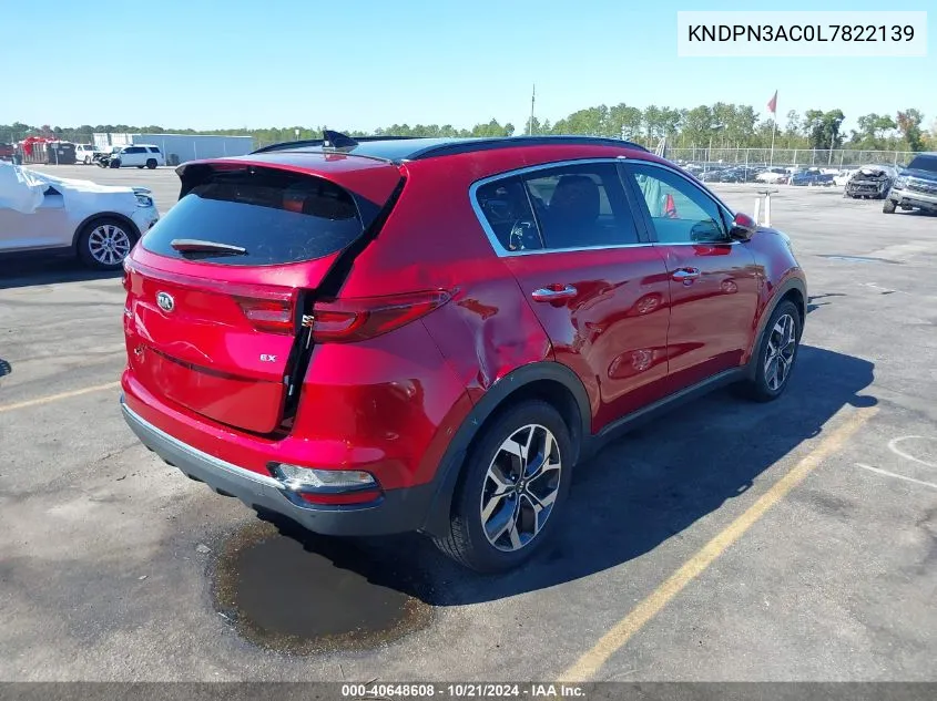 2020 Kia Sportage Ex VIN: KNDPN3AC0L7822139 Lot: 40648608