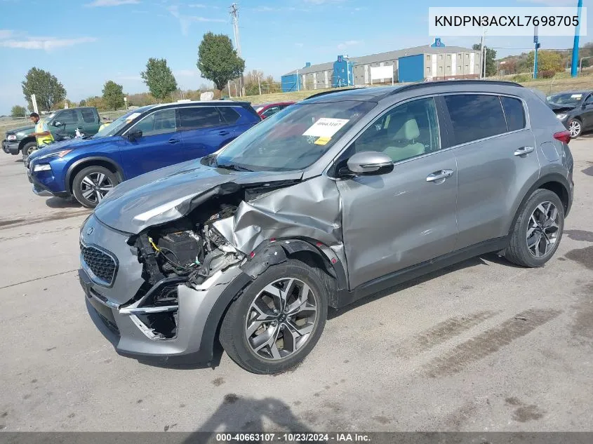 2020 Kia Sportage Ex VIN: KNDPN3ACXL7698705 Lot: 40663107