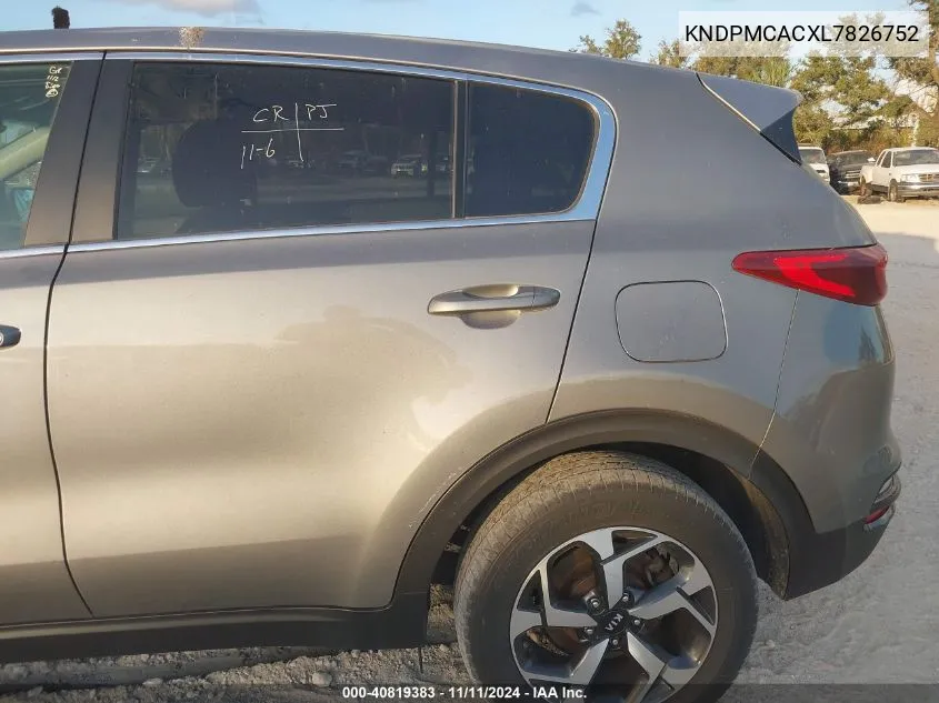 2020 Kia Sportage Lx VIN: KNDPMCACXL7826752 Lot: 40819383