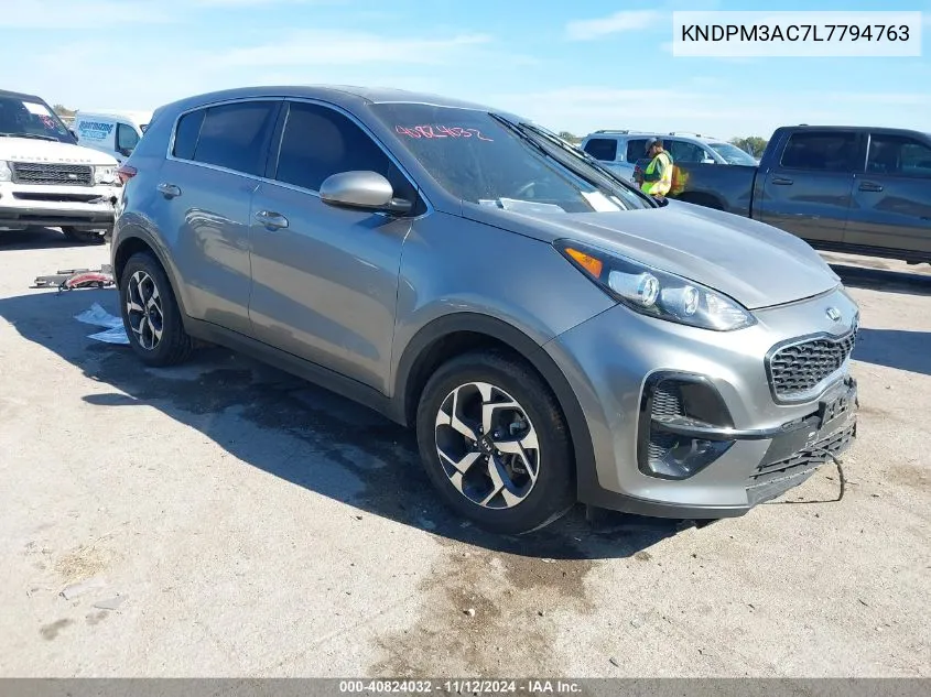 2020 Kia Sportage Lx VIN: KNDPM3AC7L7794763 Lot: 40824032