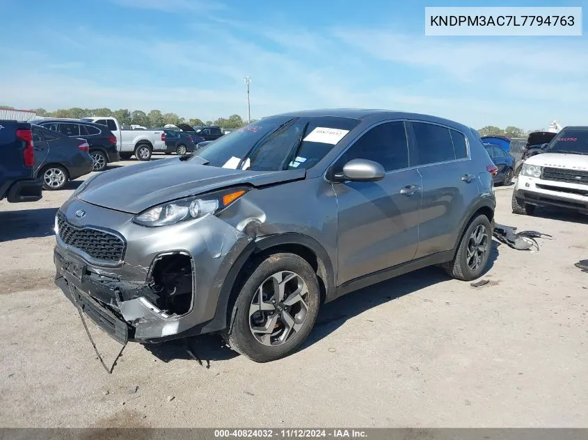 2020 Kia Sportage Lx VIN: KNDPM3AC7L7794763 Lot: 40824032