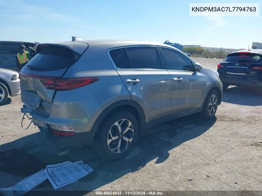 2020 Kia Sportage Lx VIN: KNDPM3AC7L7794763 Lot: 40824032