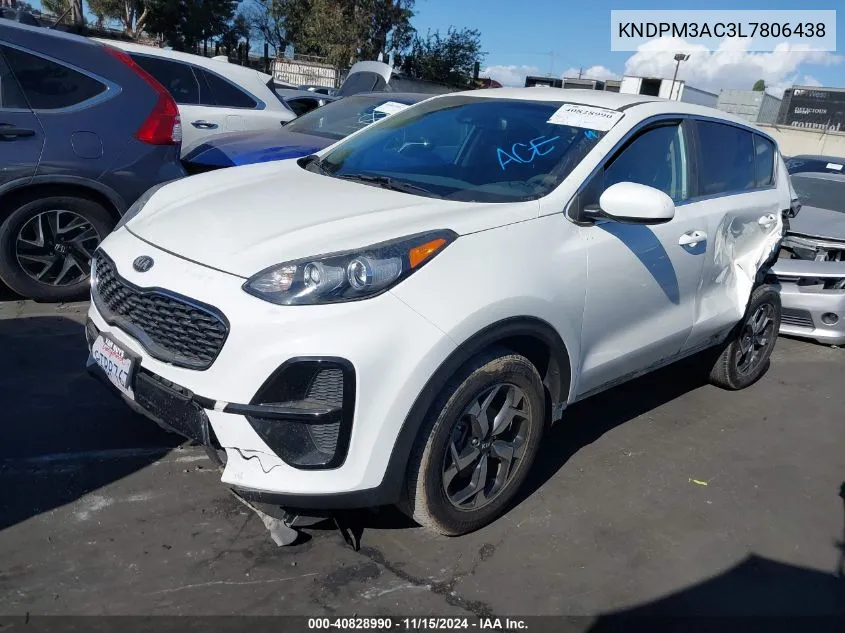 2020 Kia Sportage Lx VIN: KNDPM3AC3L7806438 Lot: 40828990