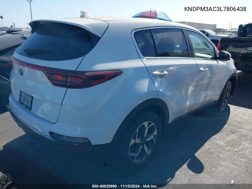 2020 Kia Sportage Lx VIN: KNDPM3AC3L7806438 Lot: 40828990