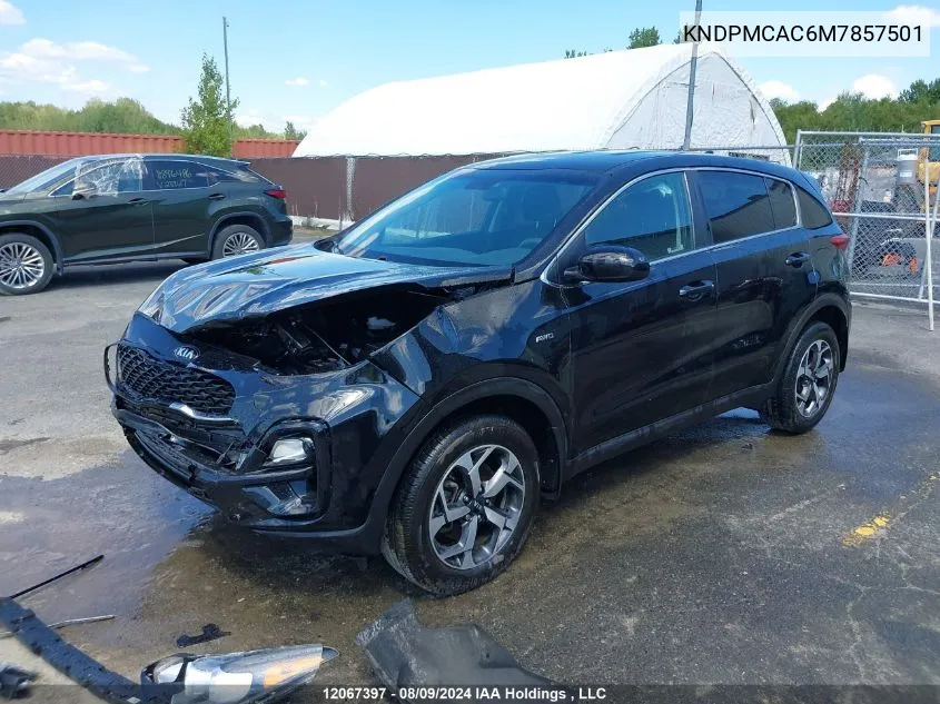 2021 Kia Sportage VIN: KNDPMCAC6M7857501 Lot: 12067397