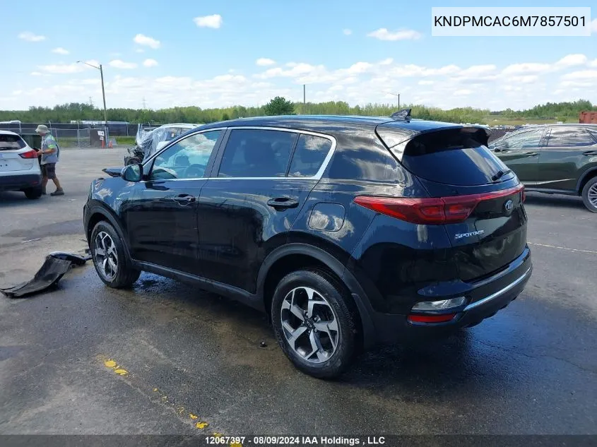 2021 Kia Sportage VIN: KNDPMCAC6M7857501 Lot: 12067397